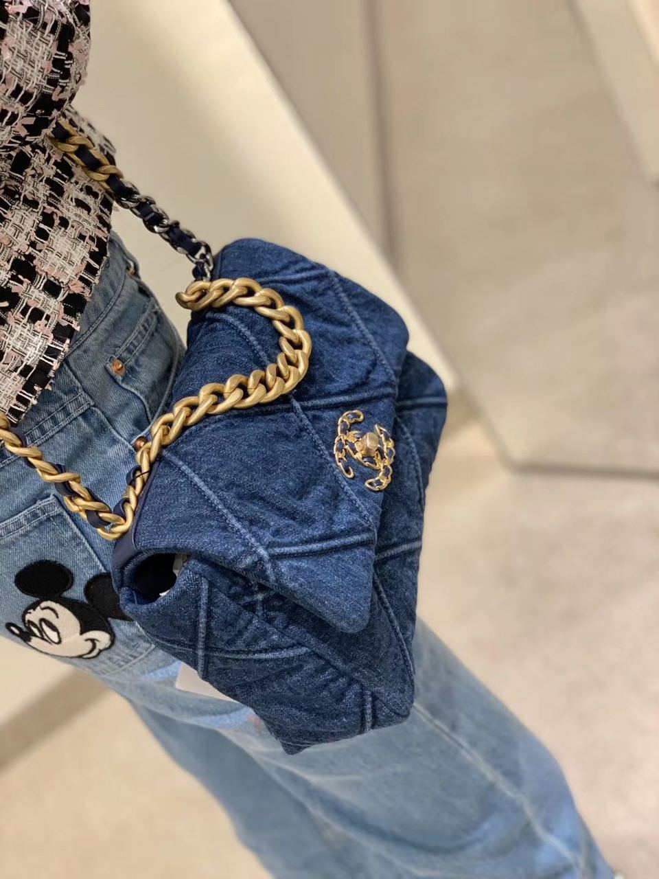 CHL 19 Handbag Denim Blue For Women GlamIap Bag, Shoulder And Crossbody Bags 10.1in/26cm AS1160 B02876 N6832
