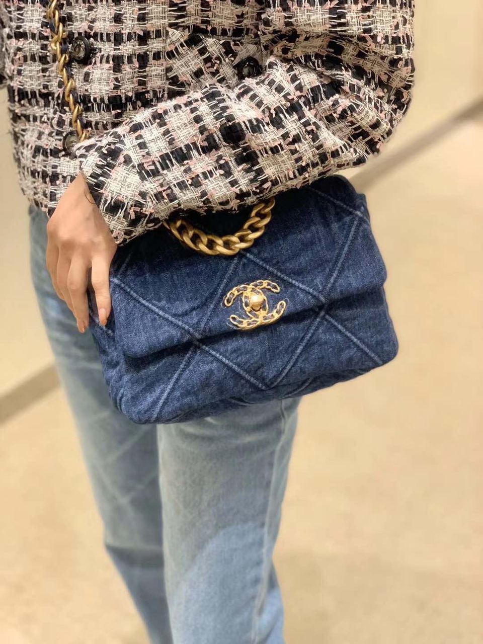CHL 19 Handbag Denim Blue For Women GlamIap Bag, Shoulder And Crossbody Bags 10.1in/26cm AS1160 B02876 N6832