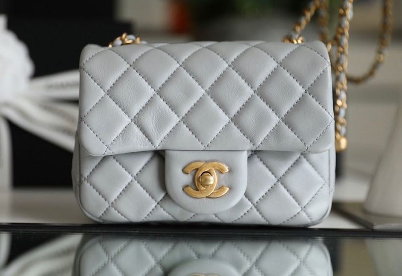 CHLMini GlamIap Bag With CHLBall On Strap Grey For Women Handbags, Shoulder And Crossbody Bags 6.7in/17cm AS1786