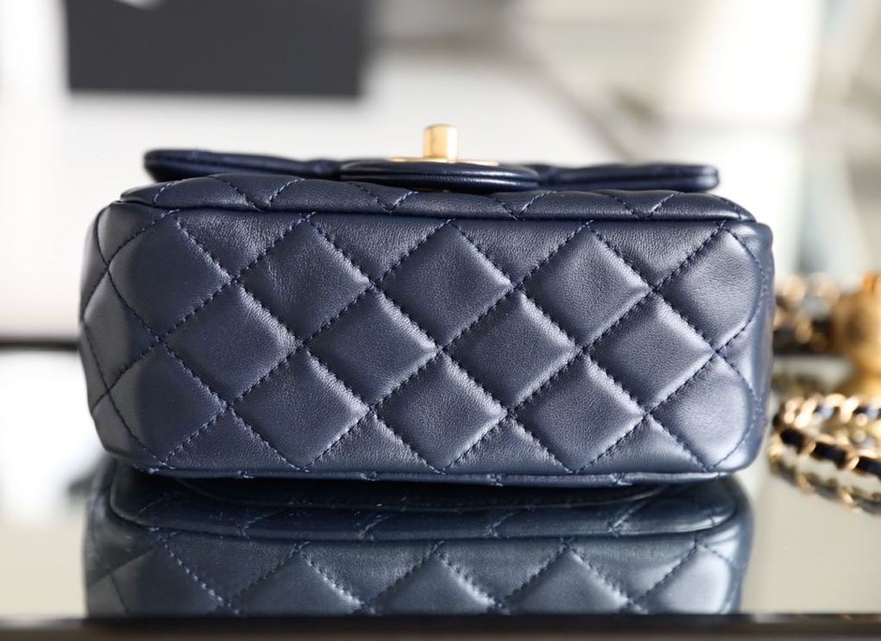 CHLMini GlamIap Bag With CHLBall On Strap Navy Blue For Women Handbags, Shoulder And Crossbody Bags 6.7in/17cm AS1786