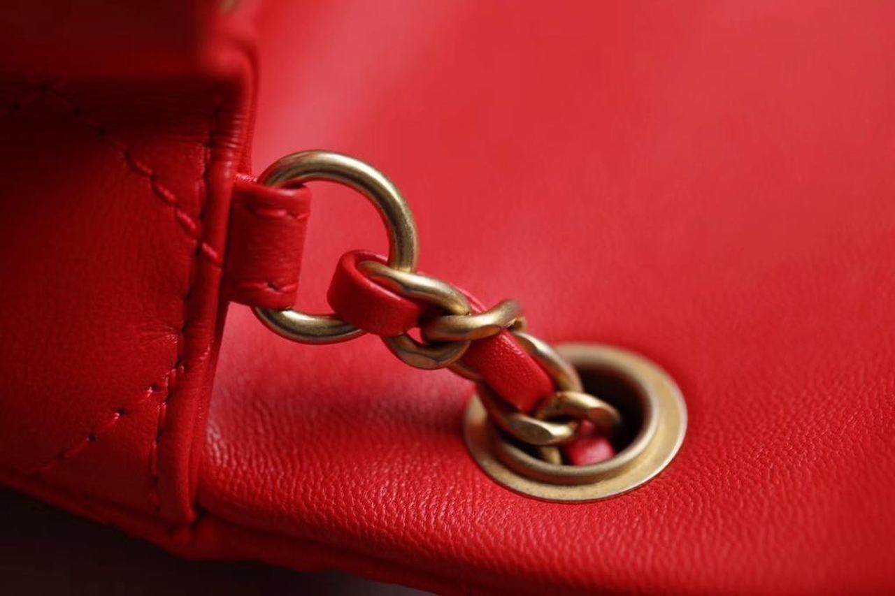 CHLMini GlamIap Bag With CHLBall On Strap Red For Women Handbags, Shoulder And Crossbody Bags 6.7in/17cm AS1786