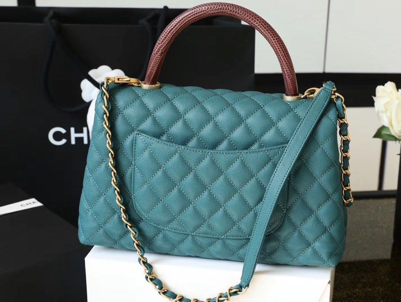 CHLLarge GlamIap Bag With Top Handle Teal For Women, WomenÃ¢â‚¬â„¢s Handbags, Shoulder And Crossbody Bags 11in/28cm A92991