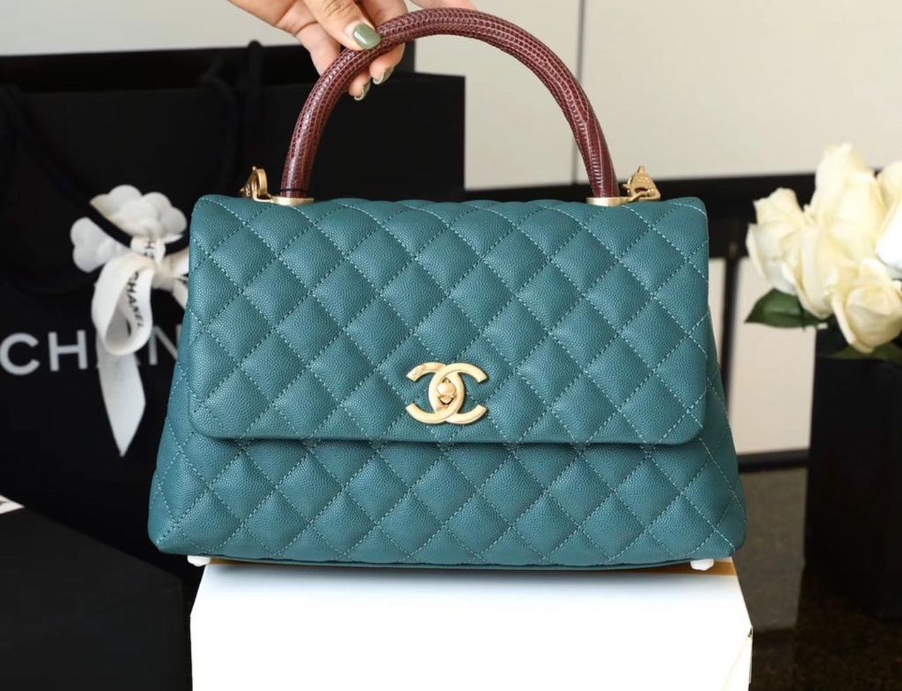 CHLLarge GlamIap Bag With Top Handle Teal For Women, WomenÃ¢â‚¬â„¢s Handbags, Shoulder And Crossbody Bags 11in/28cm A92991