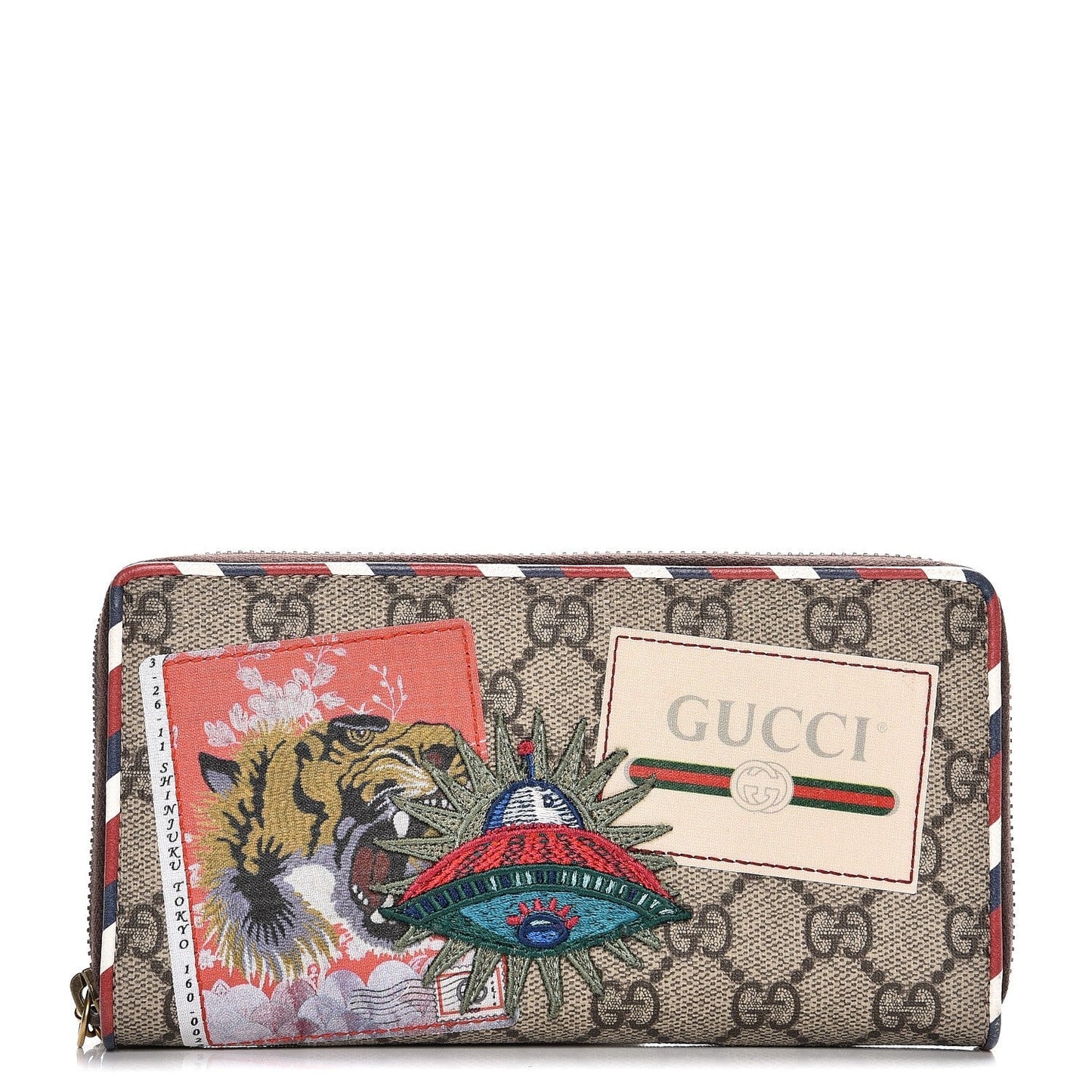 GLM-- GG Supreme Monogram Courrier Embroidered UFO Zip Around Wallet