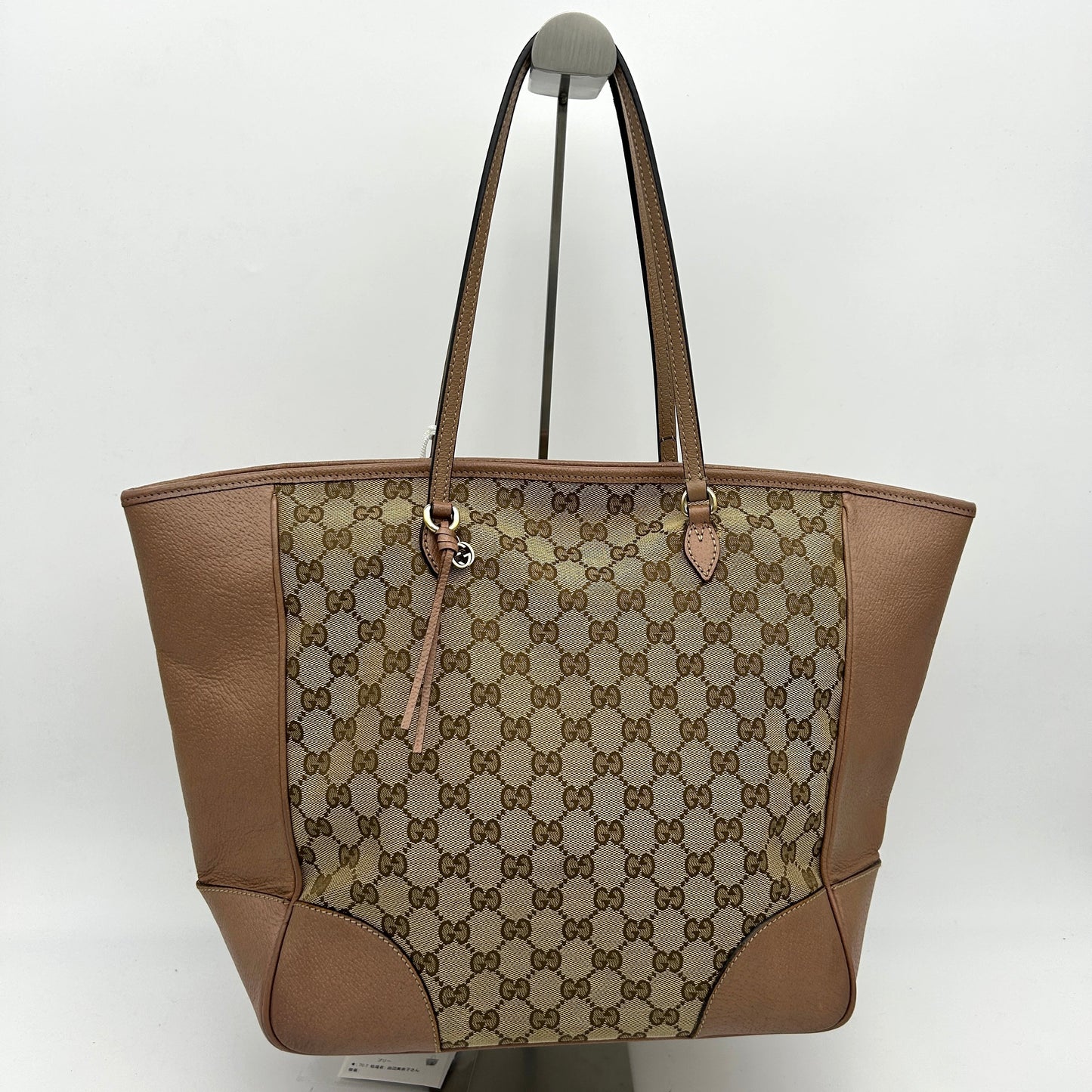 GUCCI Monogram Medium Bree Zippered Tote Beige Tabacco LA9849