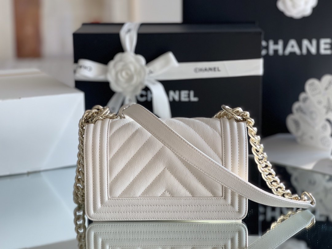 CHLMini Boy Flapbag White For Women 5.9in/15cm