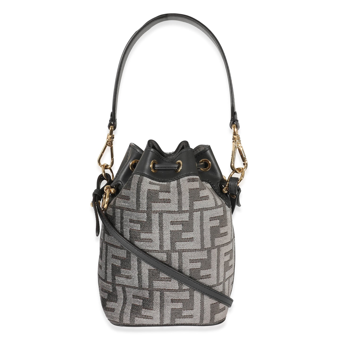Fendi Grey Tapestry Fabric FF Mon Tresor Bucket Bag