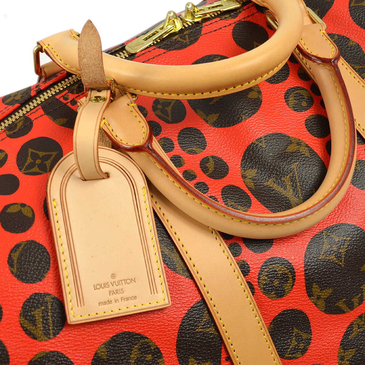 Louis Vuitton * 2012 x Kusama Yayoi Monogram Pumpkin Dot Keepall Bandouliere 55 M40695