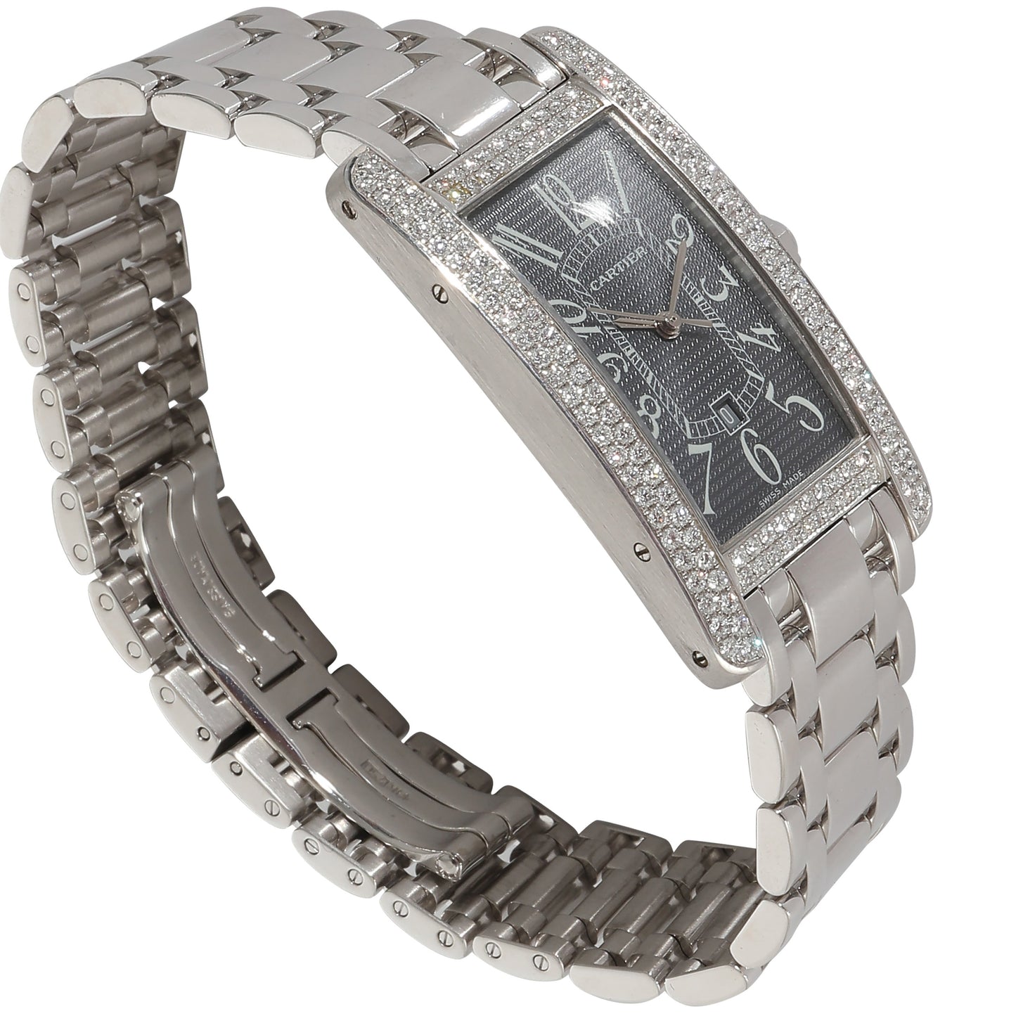 CARTIER Tank Americaine de 2490 Women's Watch in 18k White Gold