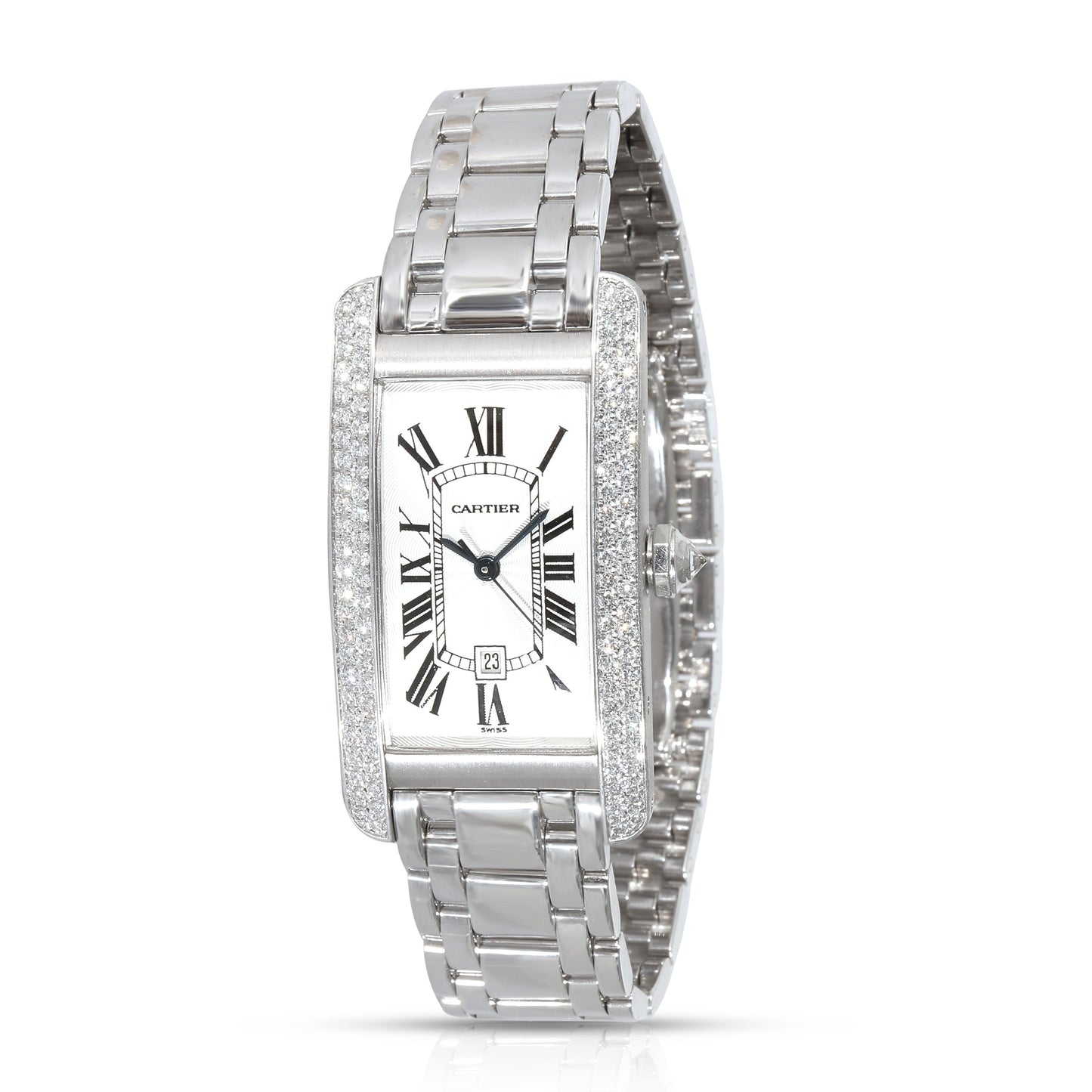 CARTIER Tank Americaine WB7026L1 Unisex Watch in White Gold