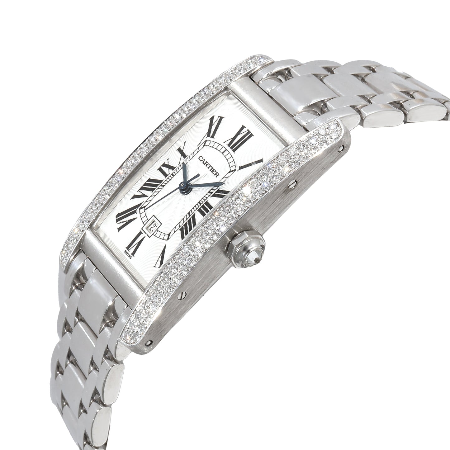 CARTIER Tank Americaine WB7026L1 Unisex Watch in White Gold