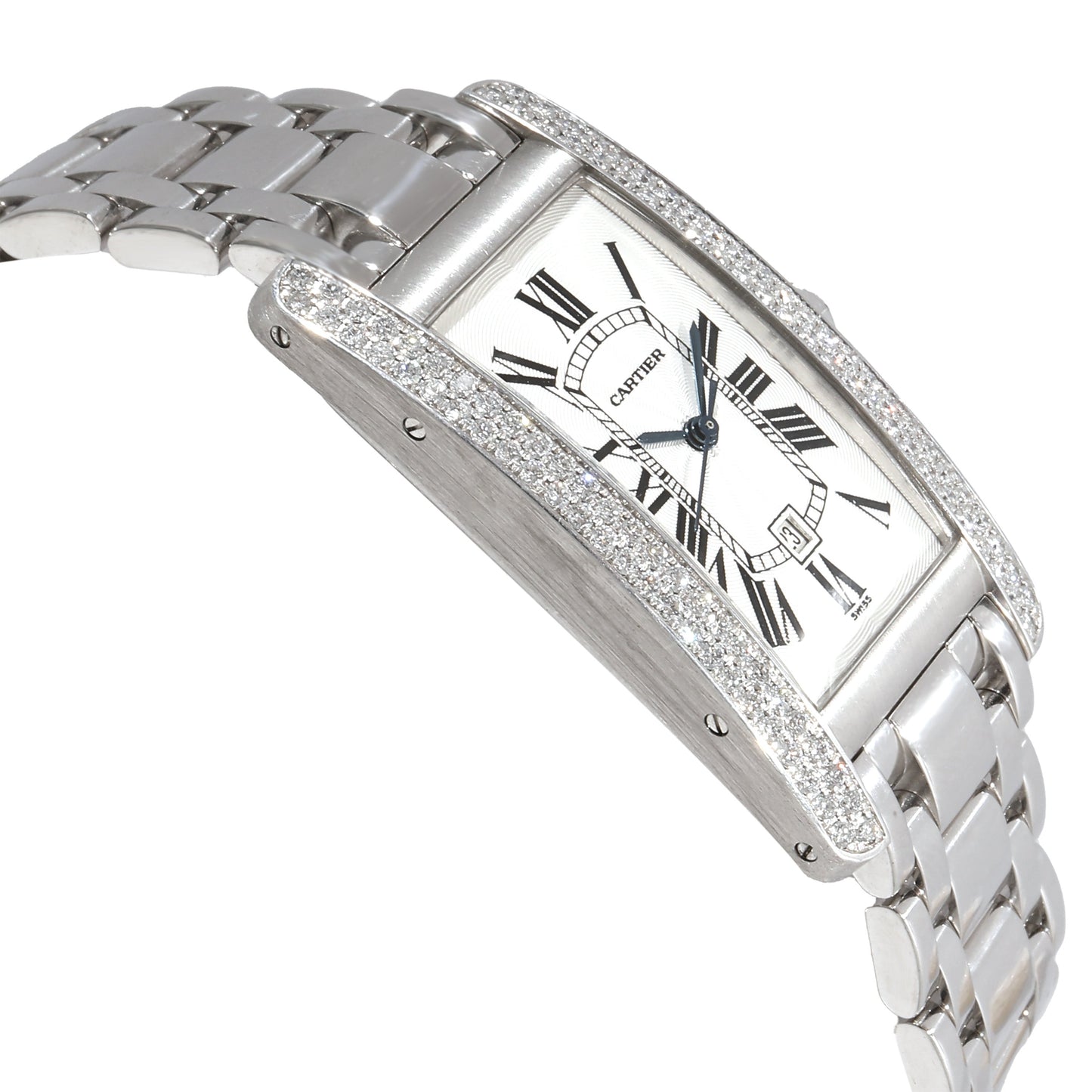 CARTIER Tank Americaine WB7026L1 Unisex Watch in White Gold
