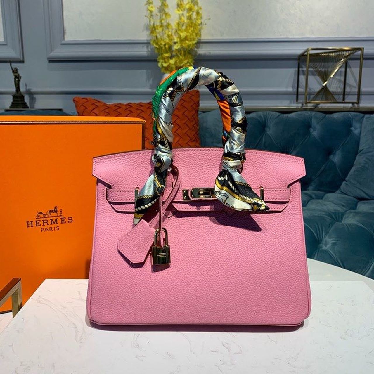 GLAMI Birkin Pink Semi Handstitched With Gold Toned Hardware For Women 30cm/11.8in