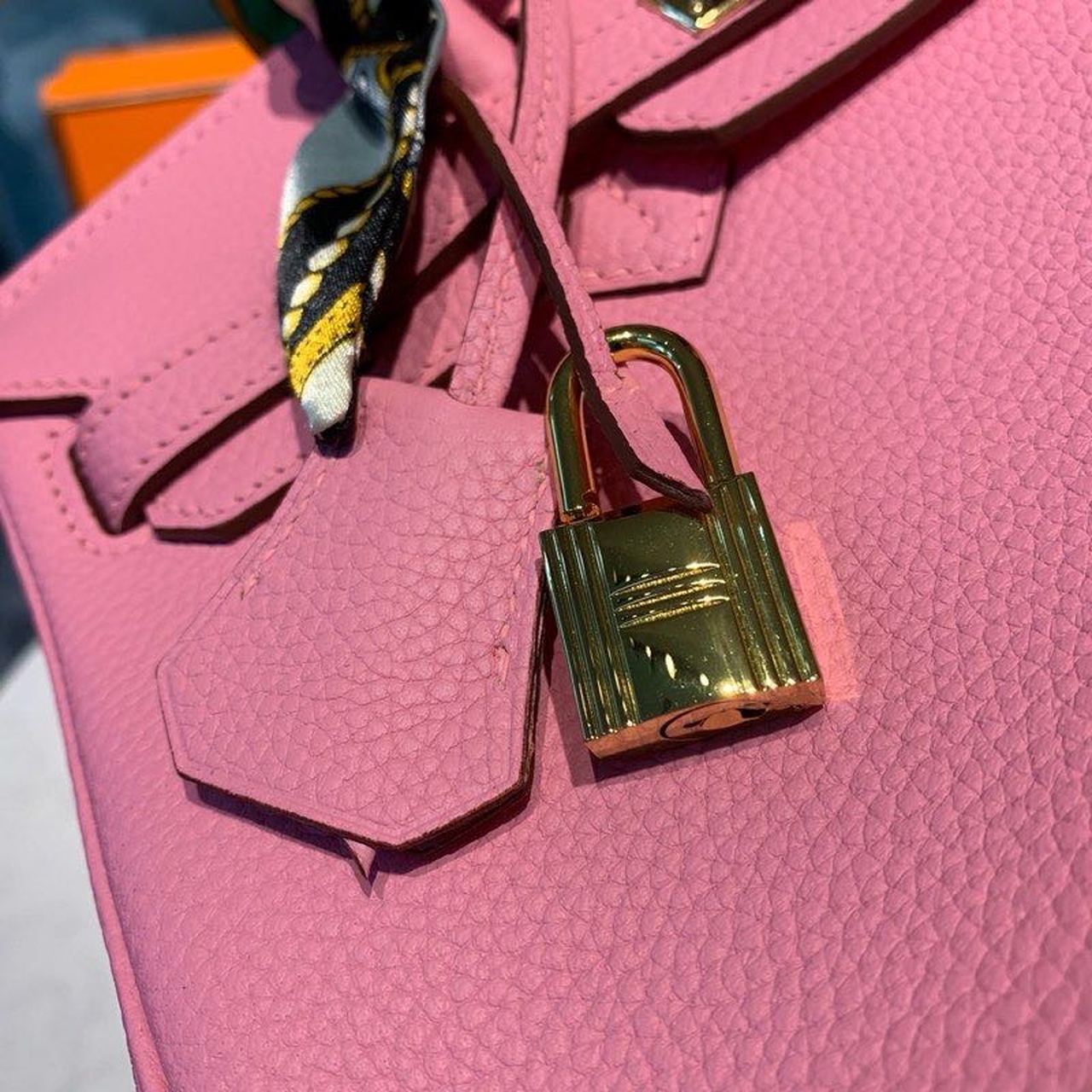 GLAMI Birkin Pink Semi Handstitched With Gold Toned Hardware For Women 30cm/11.8in