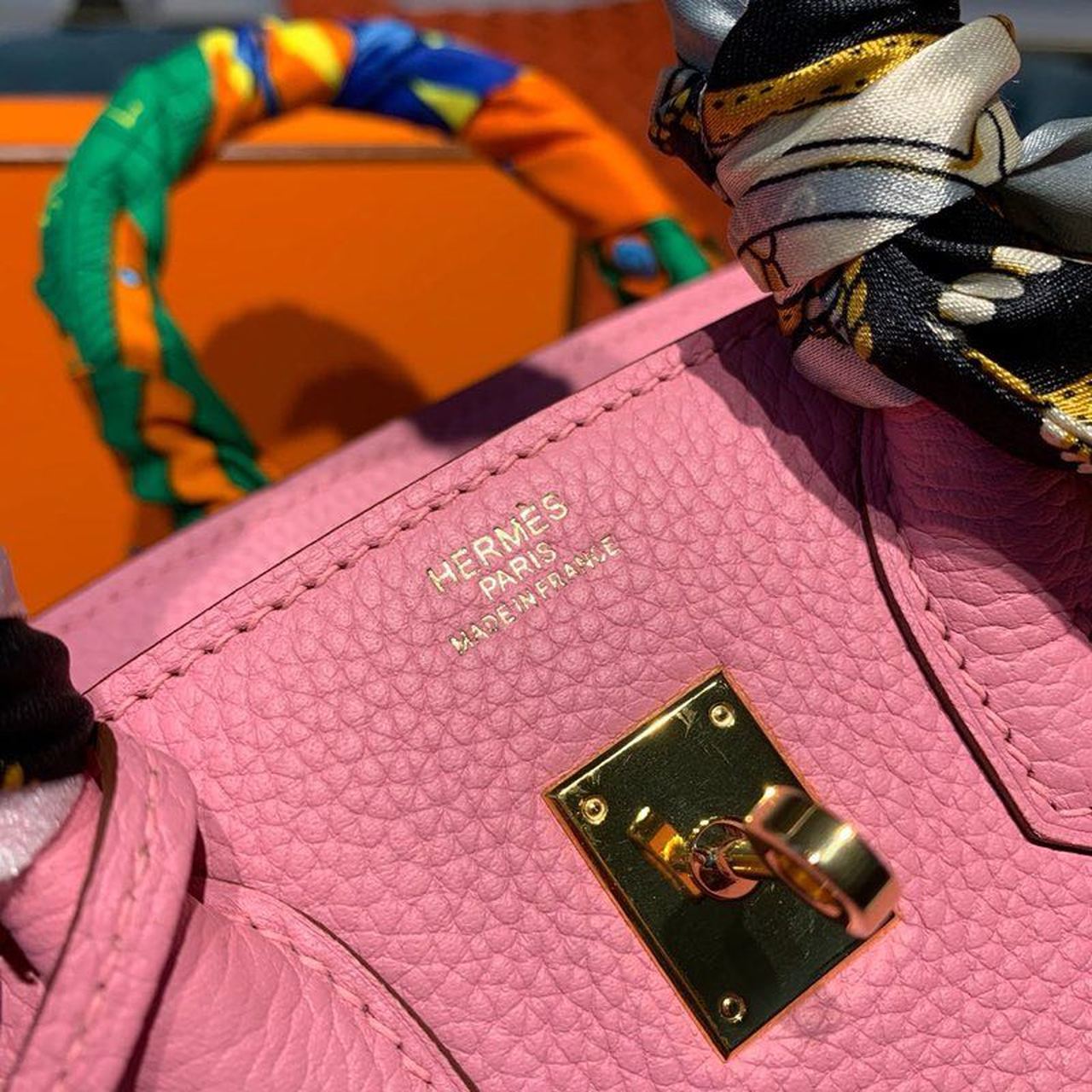 GLAMI Birkin Pink Semi Handstitched With Gold Toned Hardware For Women 30cm/11.8in