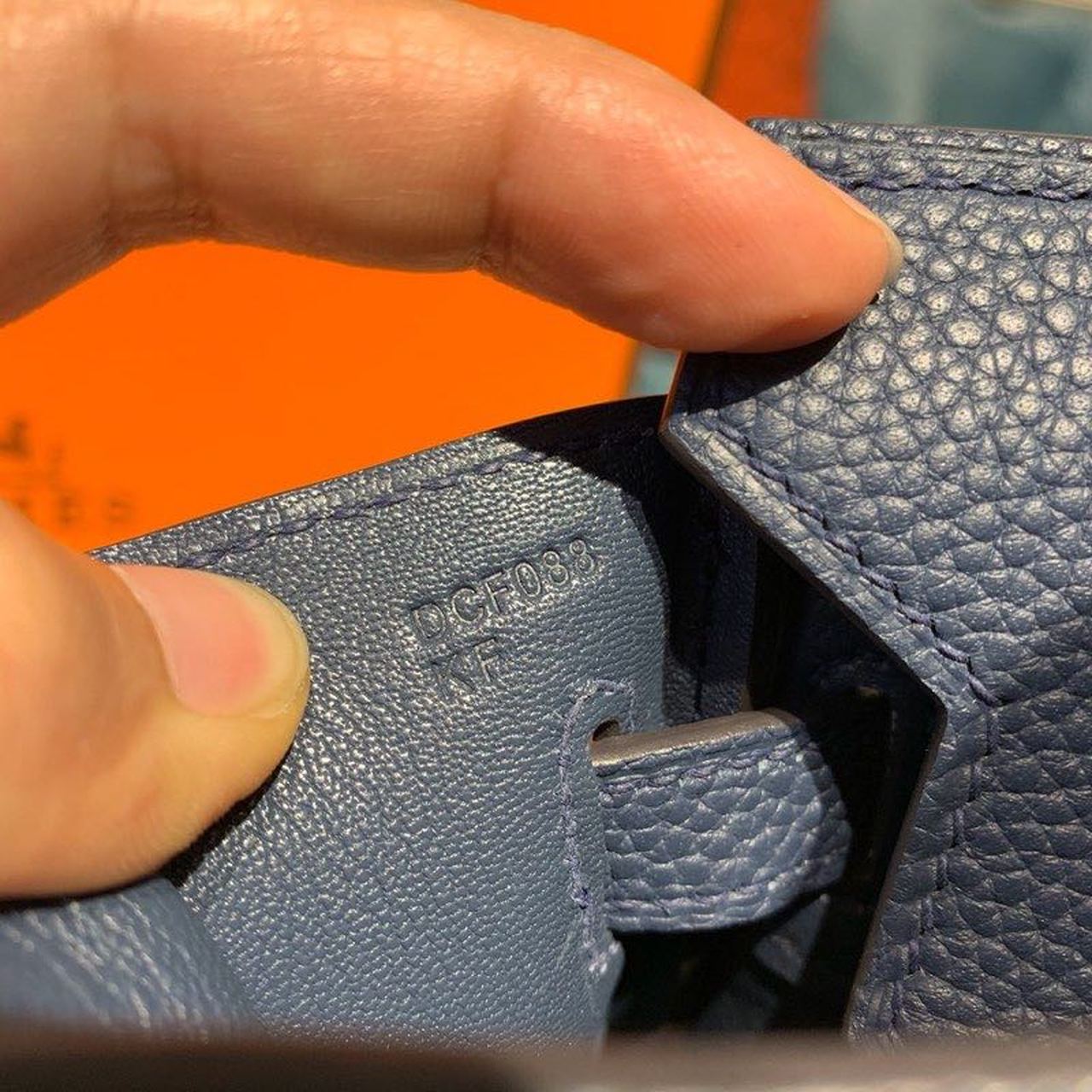 GLAMI Birkin Dark Blue Semi Handstitched With Gold Toned Hardware For Women 30cm/11.8in