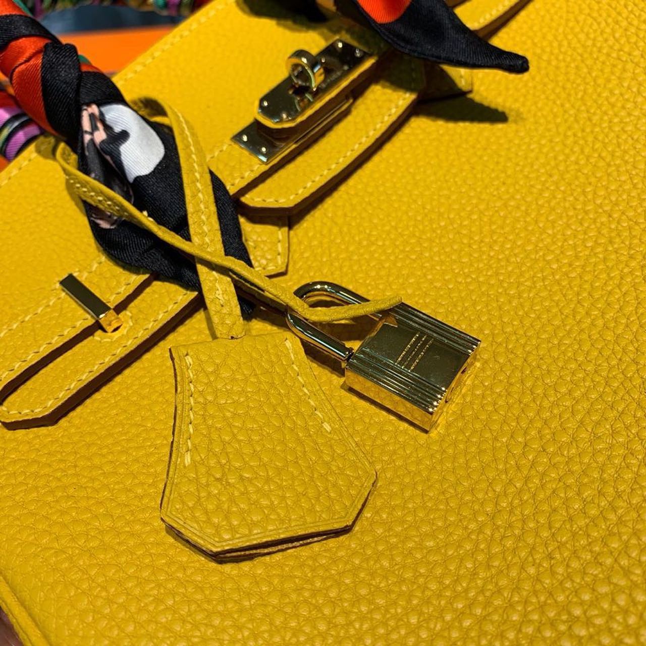 GLAMI Birkin Yellow Semi Handstitched With Gold Toned Hardware For Women 30cm/11.8in