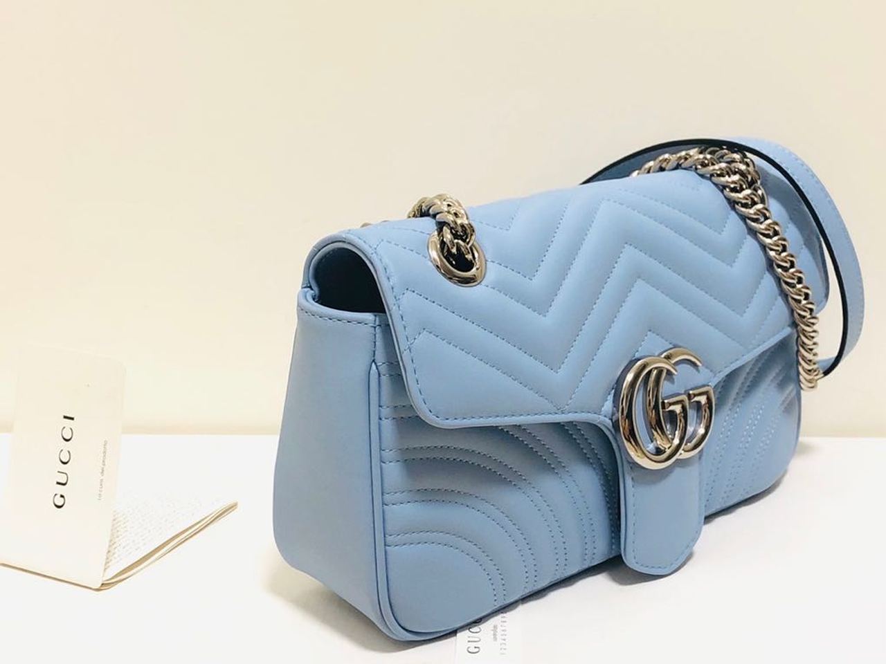 Glami Marmont Small MatelassÃƒÂ© Shoulder Bag Sky Blue MatelassÃƒÂ© Chevron For Women 10in/26cm Glami