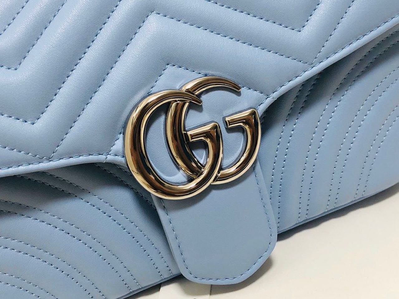 Glami Marmont Small MatelassÃƒÂ© Shoulder Bag Sky Blue MatelassÃƒÂ© Chevron For Women 10in/26cm Glami