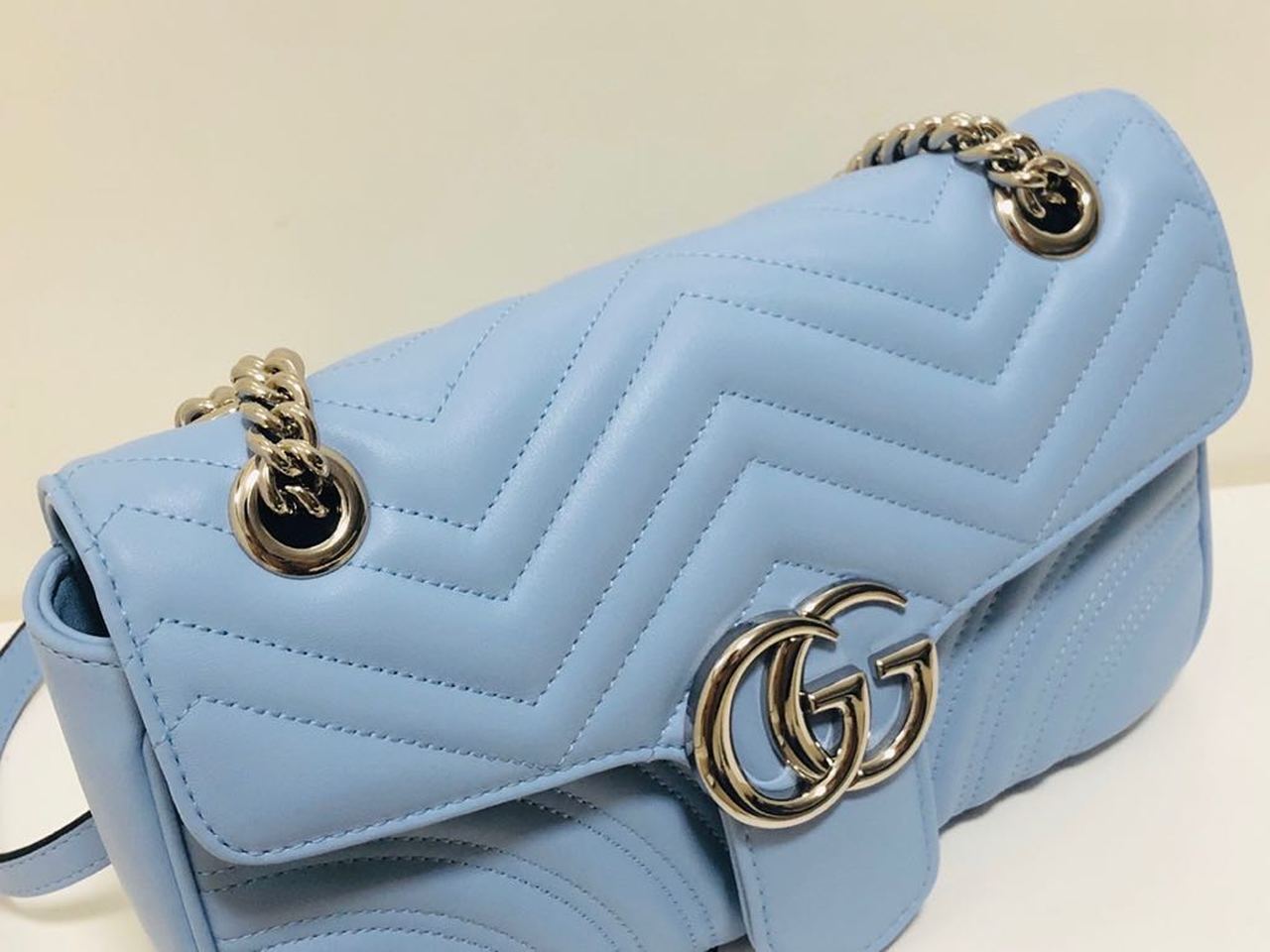 Glami Marmont Small MatelassÃƒÂ© Shoulder Bag Sky Blue MatelassÃƒÂ© Chevron For Women 10in/26cm Glami