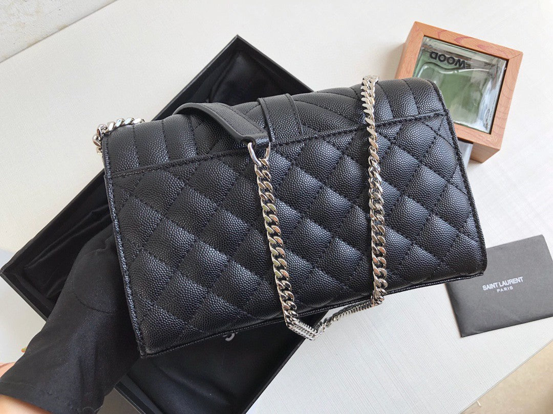 GLAMI Envelope Small Bag In Mix MatelassÃƒÂ© Grain De Poudre Black For Women 8.2in/21cm YSL 600195BOW921000