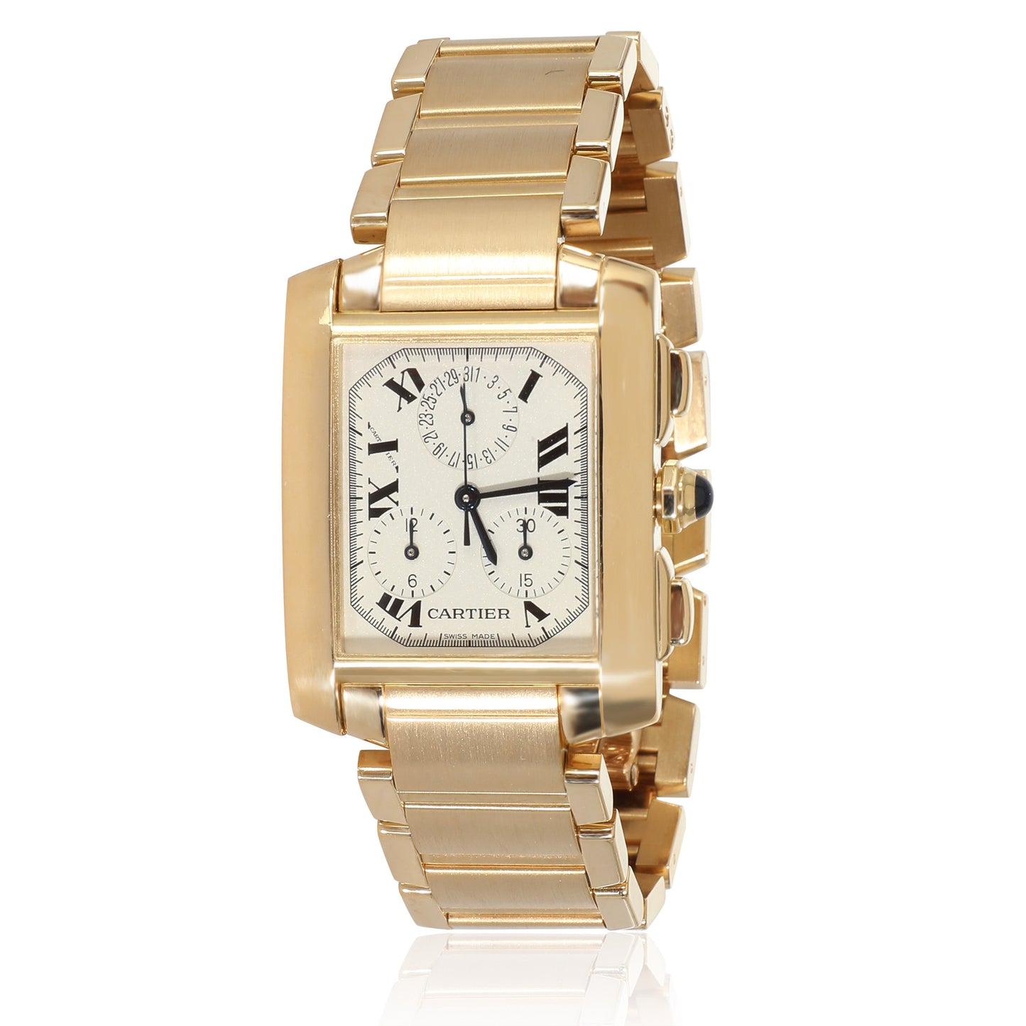 CARTIER Tank Francaise Chronoflex W50005R2 Unisex Watch in 18kt Yellow Gold