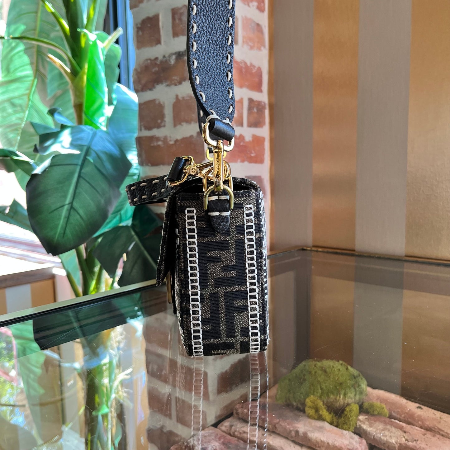 FENDI 1974 Baguette Embroidered FF Jacquard Shoulder Bag