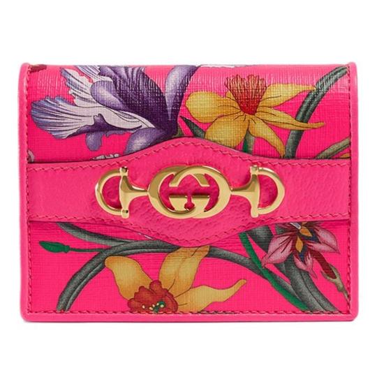 GLM-- Pink Clutch New Supreme Canvas Flora Print Card Case Wallet