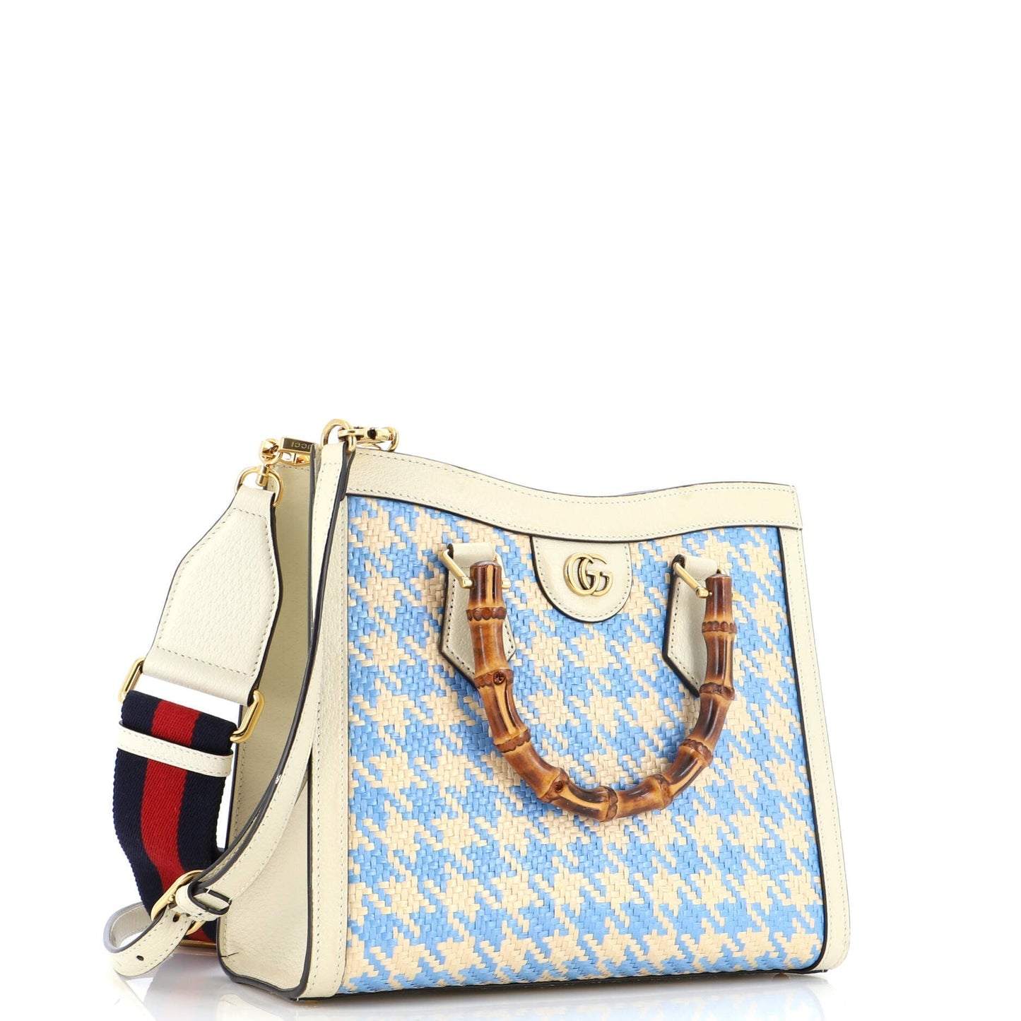 Diana NM Bamboo Handle Tote GG Raffia Small