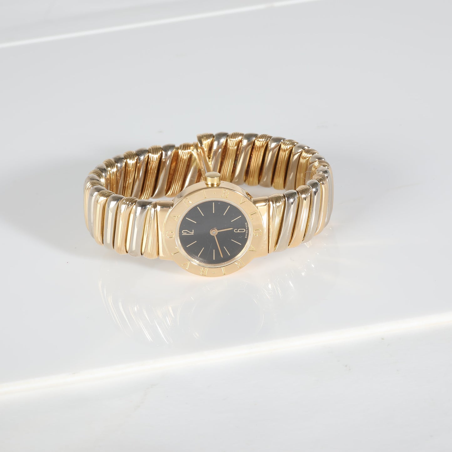 BVLGARI Tubogas BB 23 2T Women's Watch in 18kt White Gold/Yellow Gold