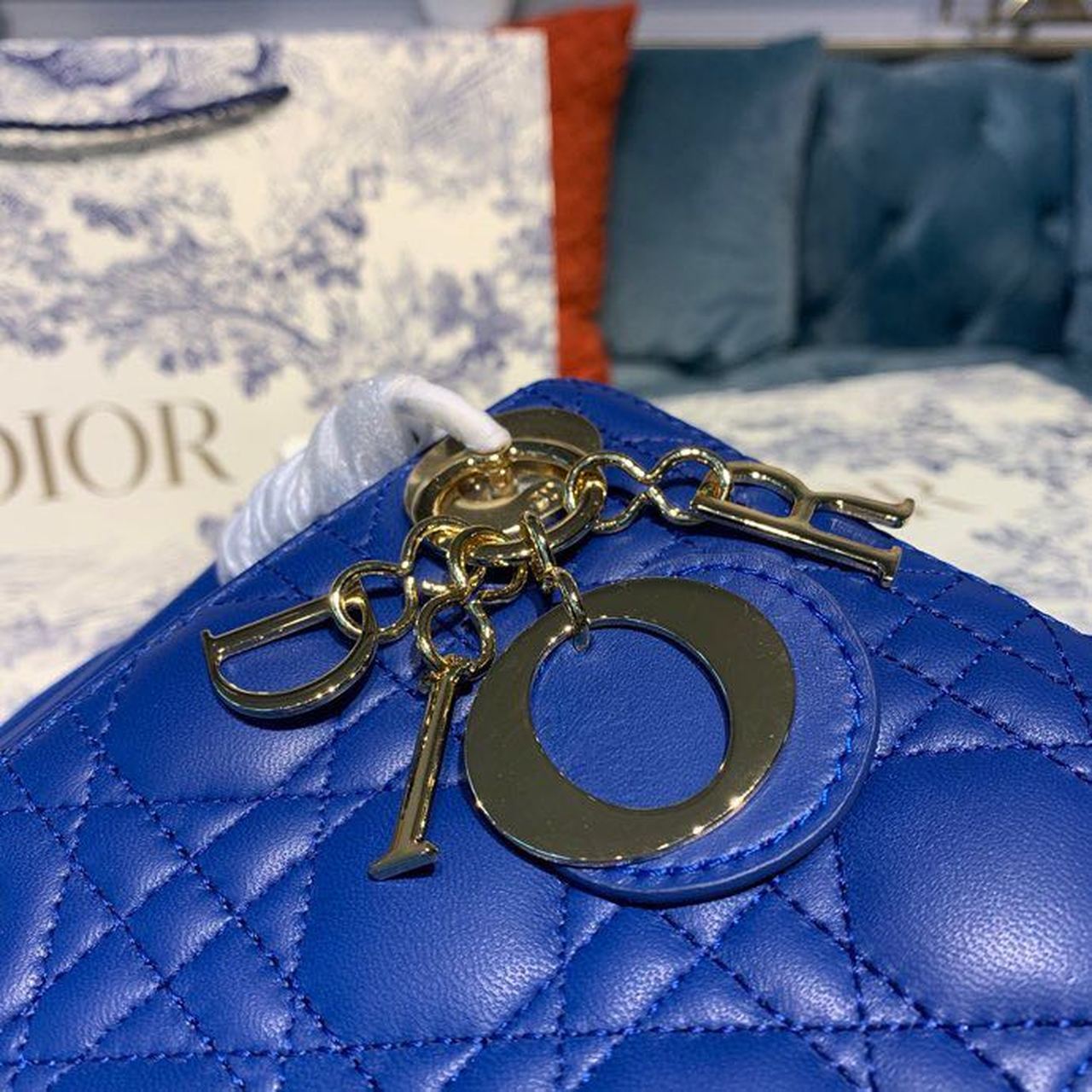 GLAMI Mini Lady Bag with Chain Gold Toned Hardware Electric Blue For Women 18cm/7in CD