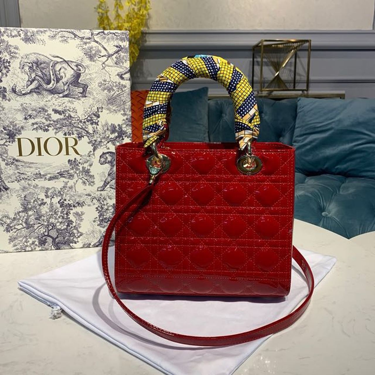 GLAMI MeGLAMIum Lady Bag Cherry Red Patent Cannage For Women 24cm/9in CD M0565OWCB_M323