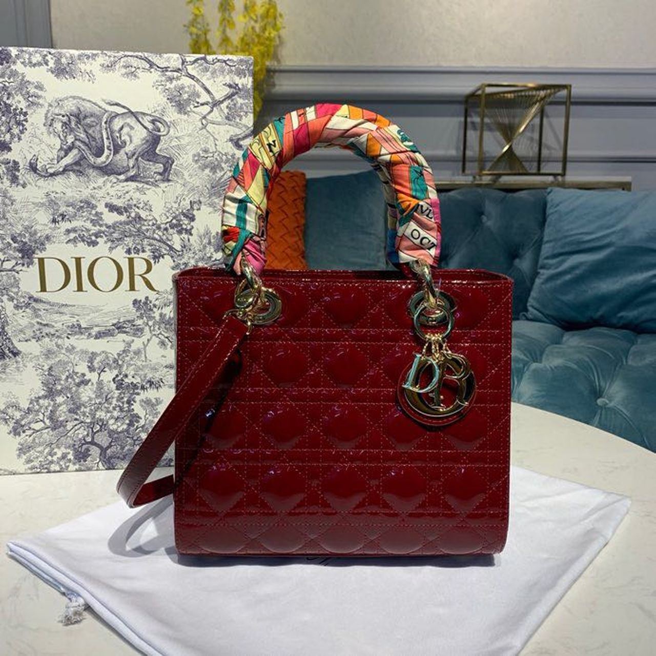 GLAMI MeGLAMIum Lady Bag Cherry Red Patent Cannage For Women 24cm/9in CD M0565OWCB_M323