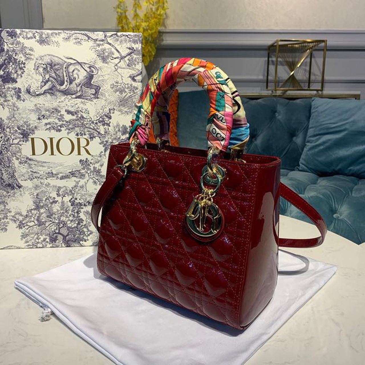 GLAMI MeGLAMIum Lady Bag Cherry Red Patent Cannage For Women 24cm/9in CD M0565OWCB_M323
