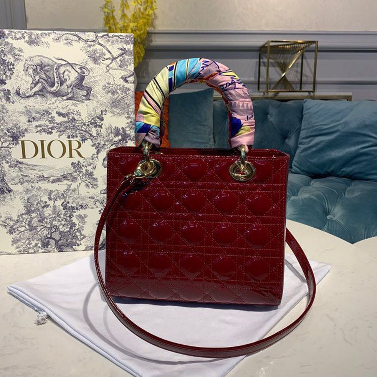 GLAMI MeGLAMIum Lady Bag Cherry Red Patent Cannage For Women 24cm/9in CD M0565OWCB_M323