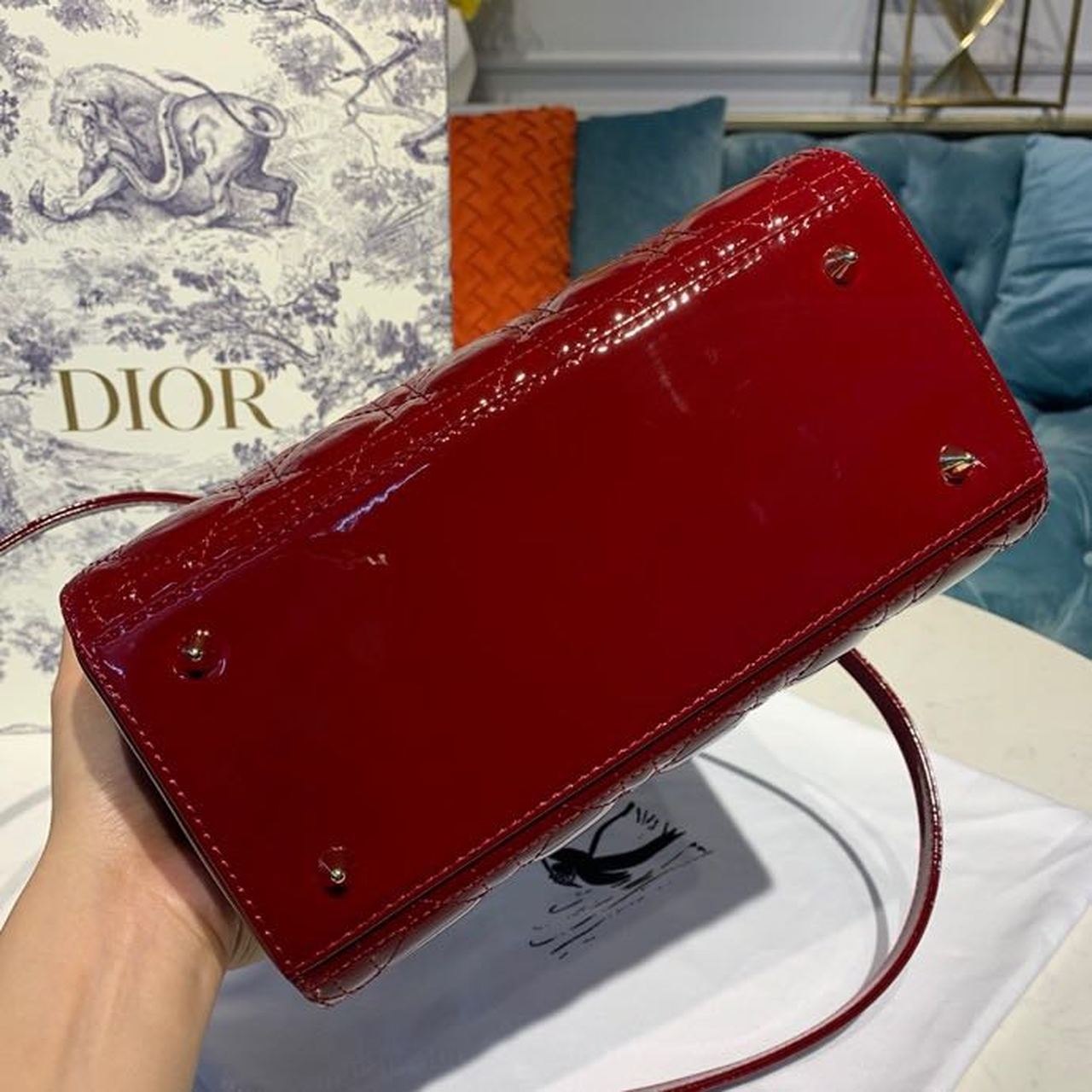 GLAMI MeGLAMIum Lady Bag Cherry Red Patent Cannage For Women 24cm/9in CD M0565OWCB_M323