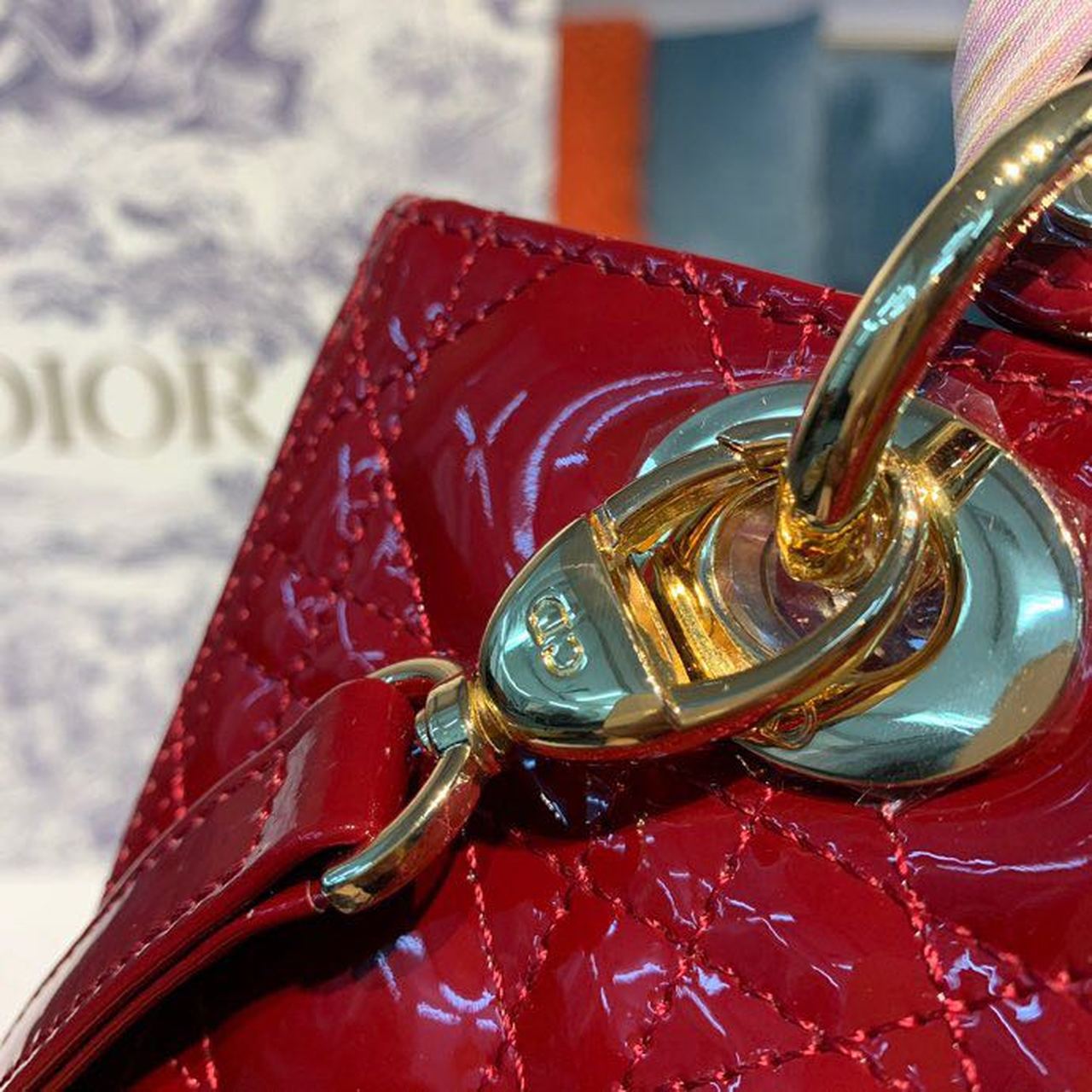 GLAMI MeGLAMIum Lady Bag Cherry Red Patent Cannage For Women 24cm/9in CD M0565OWCB_M323