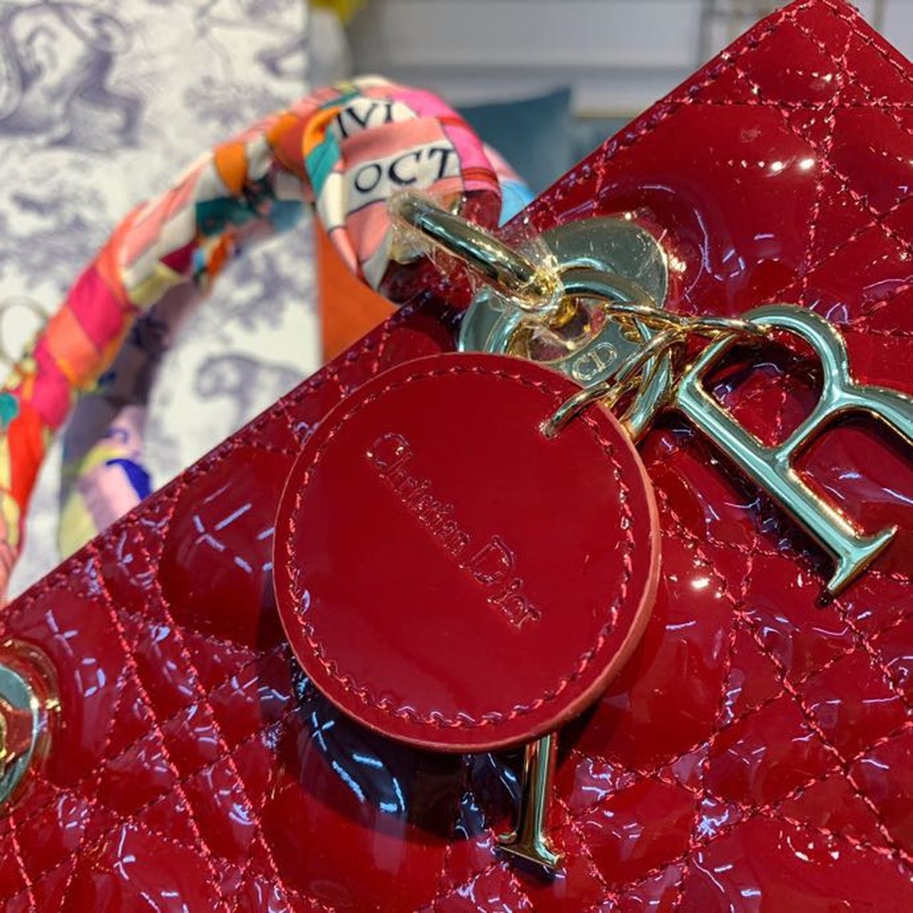 GLAMI MeGLAMIum Lady Bag Cherry Red Patent Cannage For Women 24cm/9in CD M0565OWCB_M323