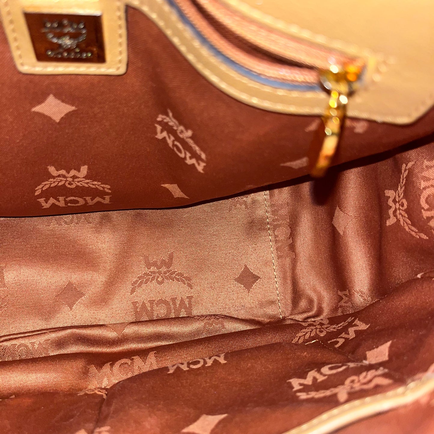 MCM Cognac Visetos Canvas Crossbody Bag