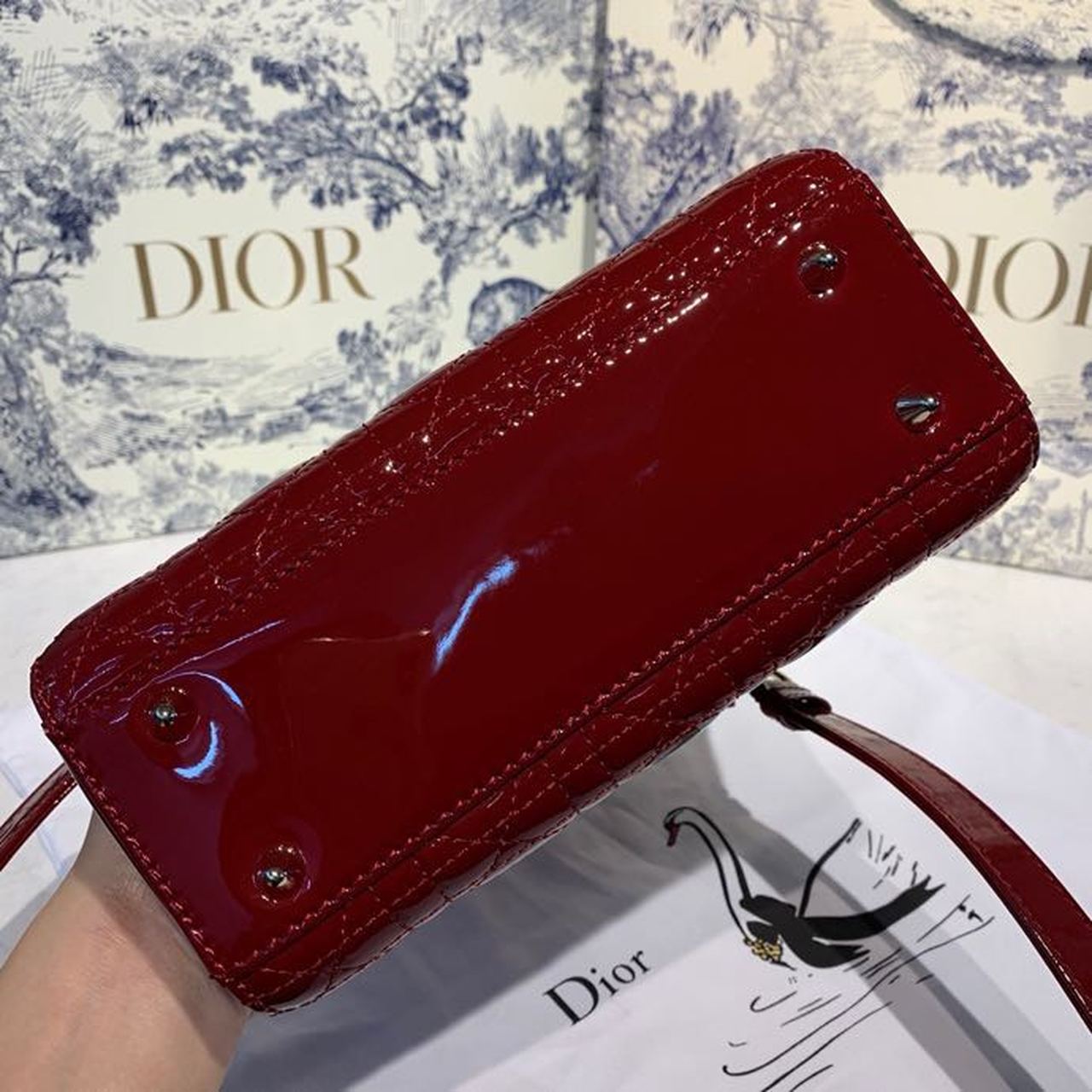 GLAMI Small Lady Bag Gold Toned Hardware Burgundy Patent For Women 8in/20cm CD