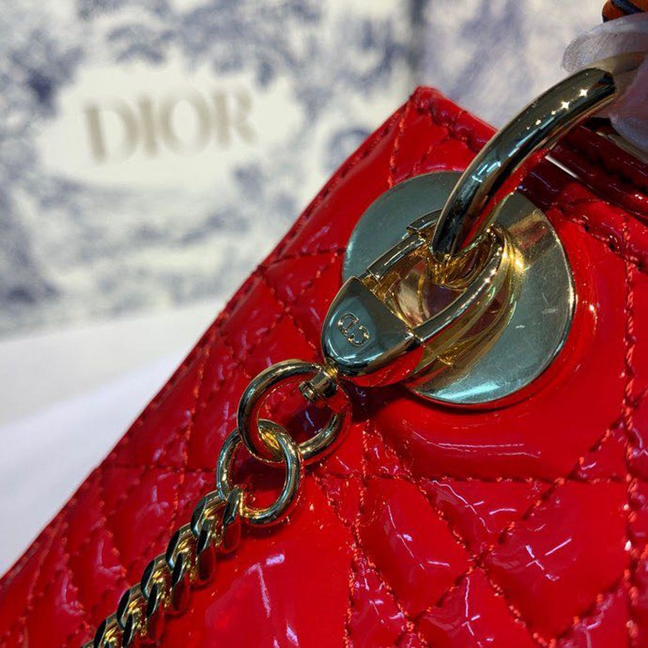 GLAMI Mini Lady Bag with Chain Silver Hardware Spring/Summer Collection, Red, For Women WomenÃ¢â‚¬â„¢s Handbags, 18cm CD