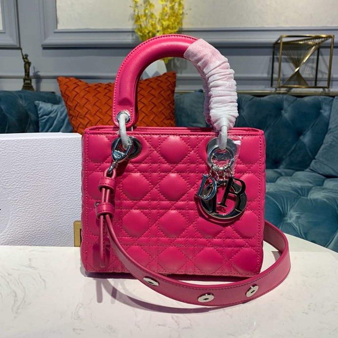 GLAMI MeGLAMIum Lady Bag Silver Hardware Hot Pink For Women 9.5in/24cm CD