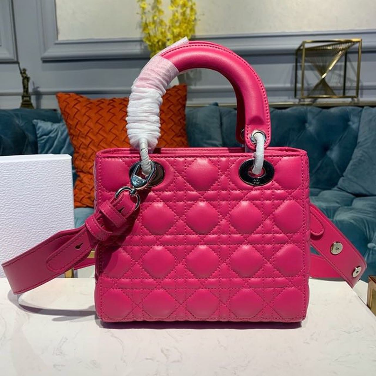 GLAMI MeGLAMIum Lady Bag Silver Hardware Hot Pink For Women 9.5in/24cm CD