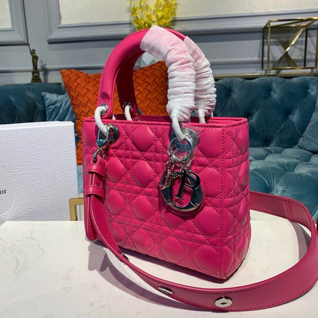 GLAMI MeGLAMIum Lady Bag Silver Hardware Hot Pink For Women 9.5in/24cm CD