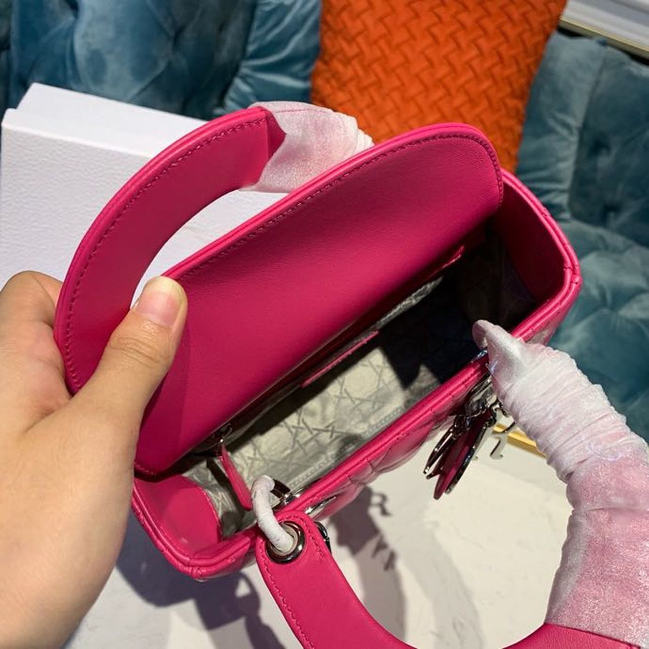 GLAMI MeGLAMIum Lady Bag Silver Hardware Hot Pink For Women 9.5in/24cm CD