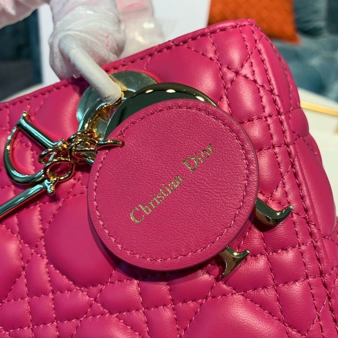 GLAMI MeGLAMIum Lady Bag Gold Toned Hardware Hot Pink For Women 9.5in/24cm CD