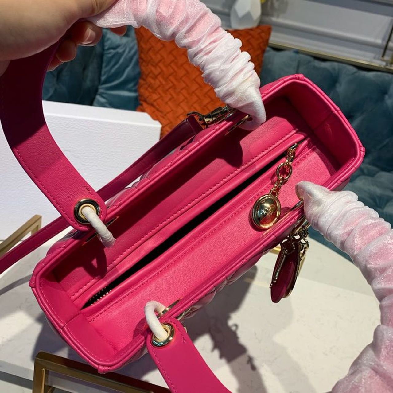 GLAMI MeGLAMIum Lady Bag Gold Toned Hardware Hot Pink For Women 9.5in/24cm CD