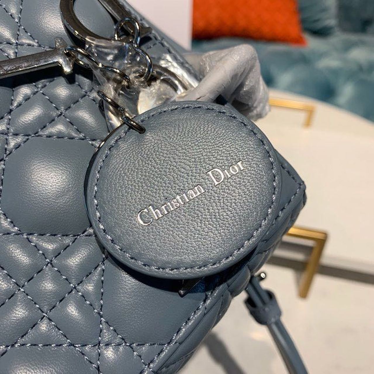 GLAMI Small Lady Bag Silver Hardware Cloud Blue For Women 8in/20cm CD