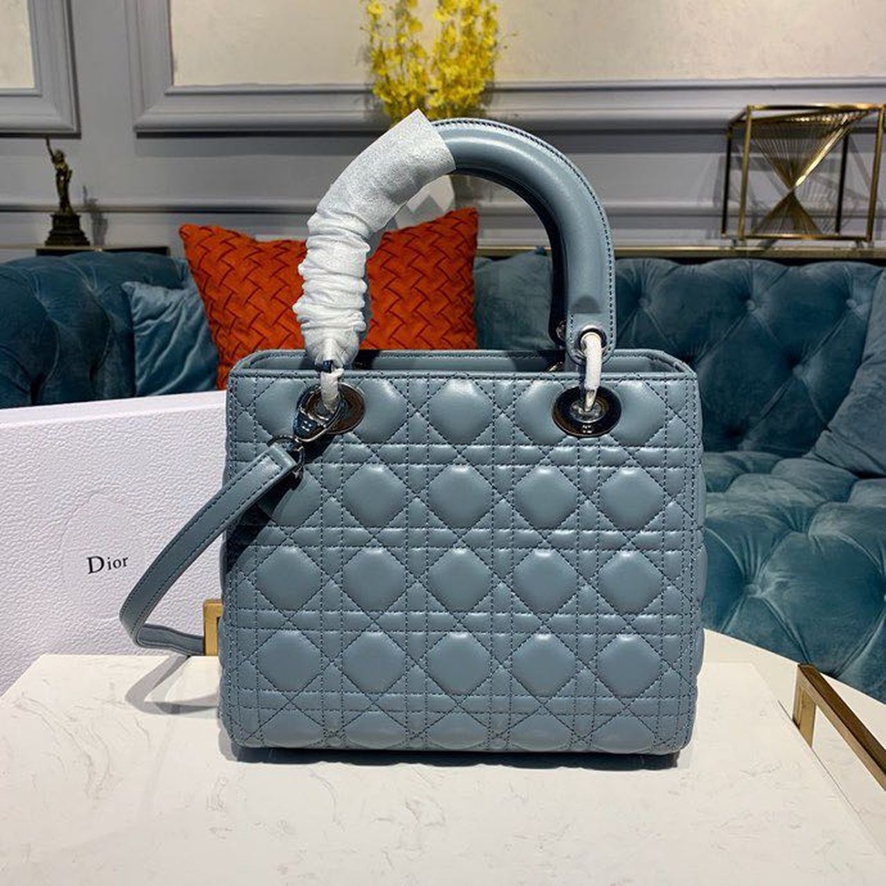GLAMI MeGLAMIum Lady Bag Silver Hardware Cloud Blue For Women 9.5in/24cm CD