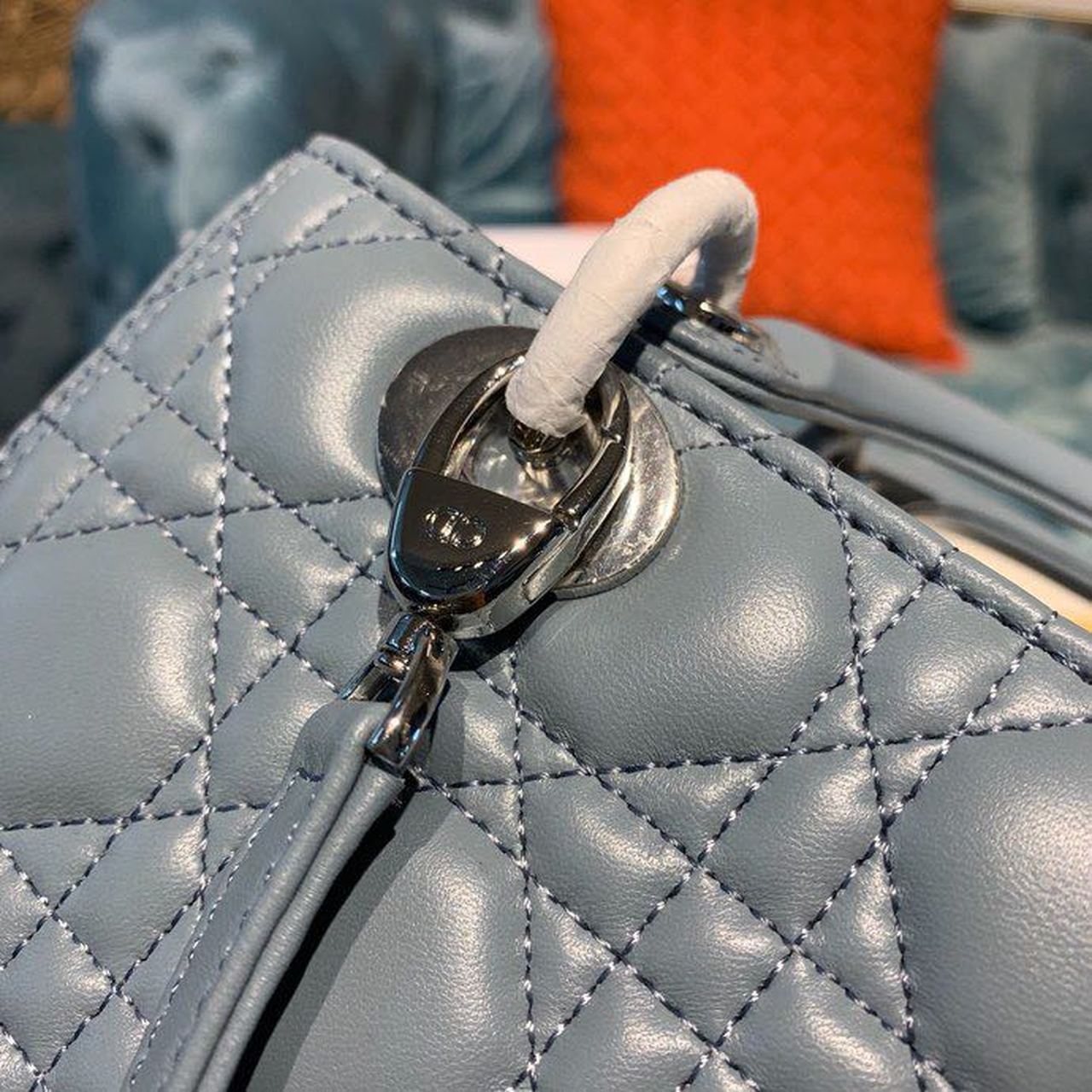 GLAMI MeGLAMIum Lady Bag Silver Hardware Cloud Blue For Women 9.5in/24cm CD